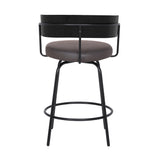 26" Gray Faux Leather Modern Swivel Bar Stool