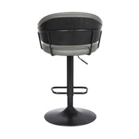 Adjustable Grey Faux Leather Black Wood and Metal Bar Stool