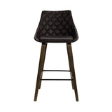 26" Brown Tufted Velvet Upholstered Bar Stool