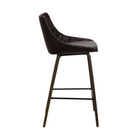 26" Brown Tufted Velvet Upholstered Bar Stool