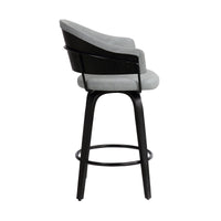 26" Dark Grey Faux Leather Black Wood Swivel Bar Stool