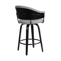 26" Dark Grey Faux Leather Black Wood Swivel Bar Stool