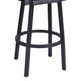 30" Vintage Black on Black Faux Leather Rectangular Swivel Barstool