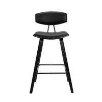 26? Black Faux Leather Mid Century Modern Bar Stool