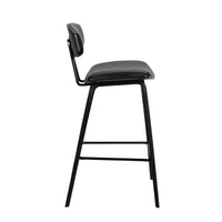 26? Black Faux Leather Mid Century Modern Bar Stool