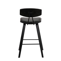 26? Black Faux Leather Mid Century Modern Bar Stool