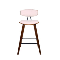 26" Cream Faux Leather Mid Century Modern Bar Stool