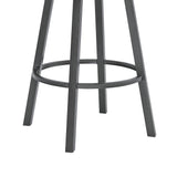 26" Transitional Black Faux Leather Metal Cross Back Bar Stool