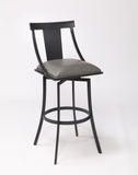 30" Gray Faux Leather and Metal Square Seat Swivel Bar Stool