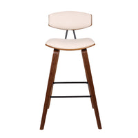 29? Cream Faux Leather Mid Century Modern Bar Stool