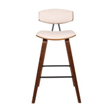 29? Cream Faux Leather Mid Century Modern Bar Stool