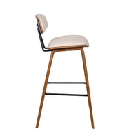 29? Cream Faux Leather Mid Century Modern Bar Stool