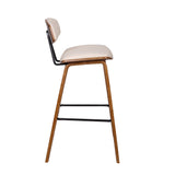 29? Cream Faux Leather Mid Century Modern Bar Stool