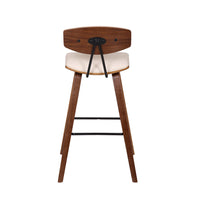 29? Cream Faux Leather Mid Century Modern Bar Stool