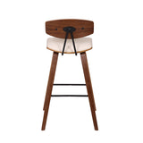 29? Cream Faux Leather Mid Century Modern Bar Stool