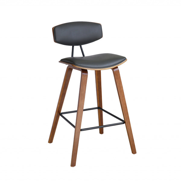 29? Gray Faux Leather Mid Century Modern Bar Stool