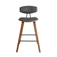 29? Gray Faux Leather Mid Century Modern Bar Stool