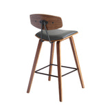 29? Gray Faux Leather Mid Century Modern Bar Stool