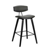 29? Gray Faux Leather Mid Century Modern Bar Stool