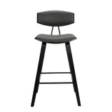 29? Gray Faux Leather Mid Century Modern Bar Stool