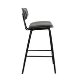 29? Gray Faux Leather Mid Century Modern Bar Stool