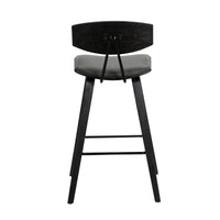 29? Gray Faux Leather Mid Century Modern Bar Stool