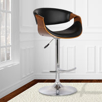 Mod Adjustable Black Faux Leather Swivel Bar Stool