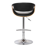 Mod Adjustable Black Faux Leather Swivel Bar Stool