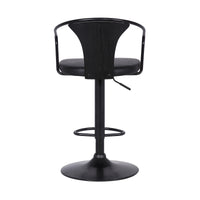 Black Faux Leather & Metal Base Adjustable Bar Stool