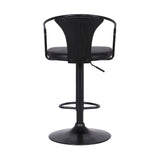 Black Faux Leather & Metal Base Adjustable Bar Stool