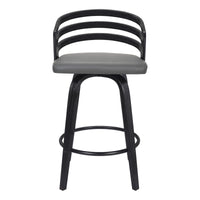 26" Gray Modern Faux Leather Swivel Bar Stool