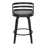 26" Gray Modern Faux Leather Swivel Bar Stool