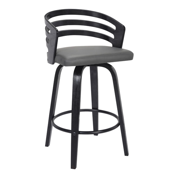 30? Gray Modern Faux Leather Swivel Bar Stool