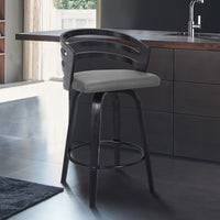 30? Gray Modern Faux Leather Swivel Bar Stool