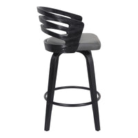 30? Gray Modern Faux Leather Swivel Bar Stool