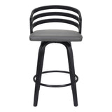 30? Gray Modern Faux Leather Swivel Bar Stool