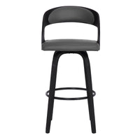 Gray Faux Leather Modern Black Wooden Bar Stool