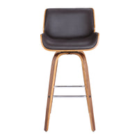 26" Brown Faux Leather Wooden Base Bar Stool