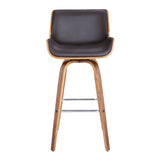 26" Brown Faux Leather Wooden Base Bar Stool