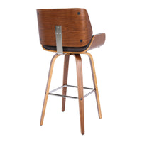 26" Brown Faux Leather Wooden Base Bar Stool