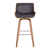30" Brown Faux Leather Wooden Base Bar Stool