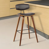 26? Brown Faux Leather Mid Century Modern Bar Stool