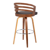 26" Brown Modern Faux Leather Swivel Bar Stool