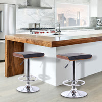 26" Black Faux Leather Chrome Finished Bar Stool