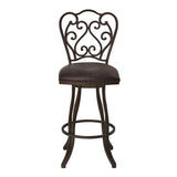 26" Dark Espresso Scroll Back Metal Swivel Bar Stool