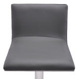 Adjustable Grey Faux Leather Walnut and Stainless Swivel Bar Stool