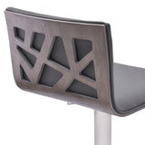 Adjustable Grey Faux Leather Walnut and Stainless Swivel Bar Stool