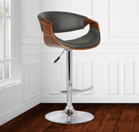 Mod Adjustable Grey Faux Leather Swivel Bar Stool