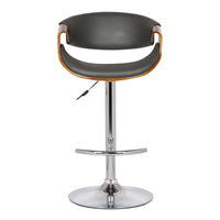 Mod Adjustable Grey Faux Leather Swivel Bar Stool