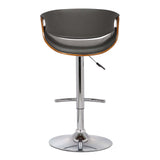 Mod Adjustable Grey Faux Leather Swivel Bar Stool